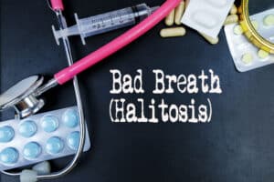 Sign showing bad breath or morning breath is halitosis