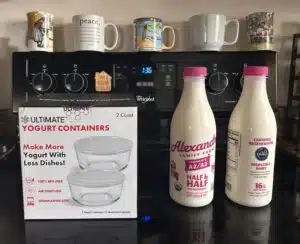 L reuteri yogurt benefits with A2/A2 half and half and Ultimate Yogurt Maker glass containers